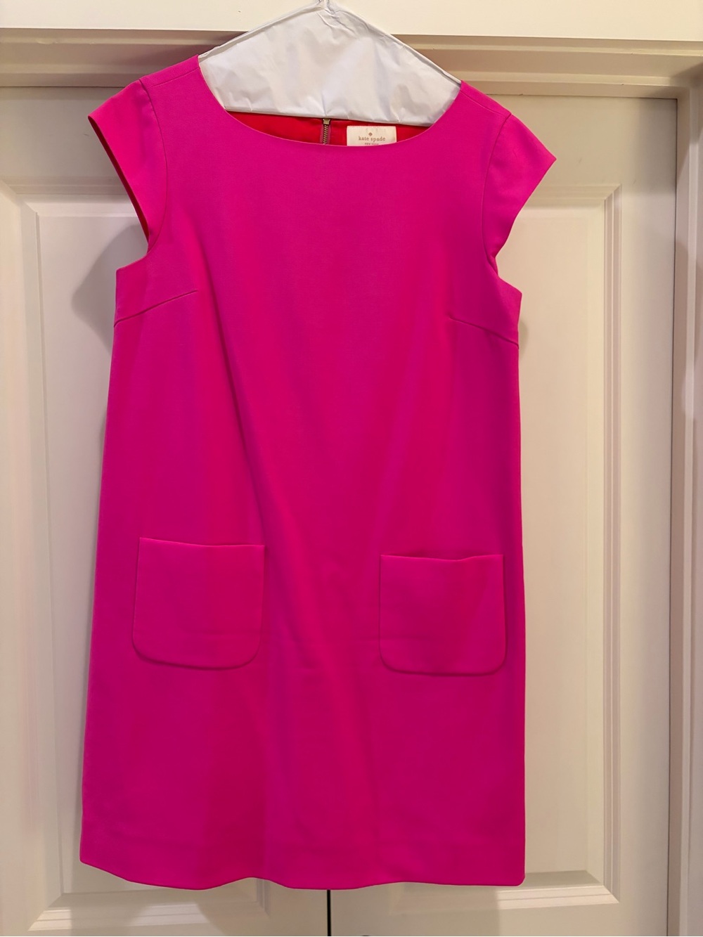 kate spade Bright Pink Cap-Sleeve Shift Dress with Front Pockets